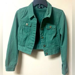 Cropped Denim Jacket XS Green